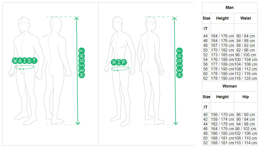 Spidi leather pants size chart - man & woman